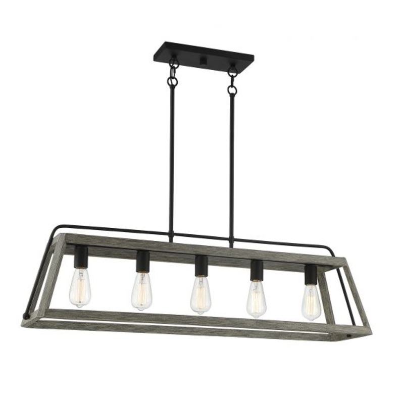 Hasting 5-Light Linear Chandelier in Noblewood with Iron - I58423338369