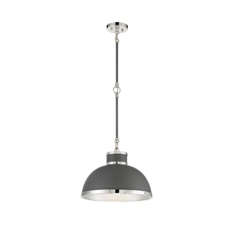 Corning 1-Light Pendant in Gray with Polished Nickel Accents - I58423338303