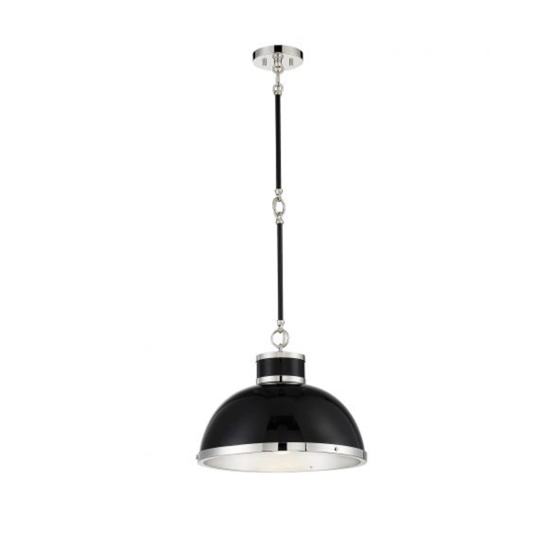 Corning 1-Light Pendant in Matte Black with Polished Nickel Accents - I58423338306