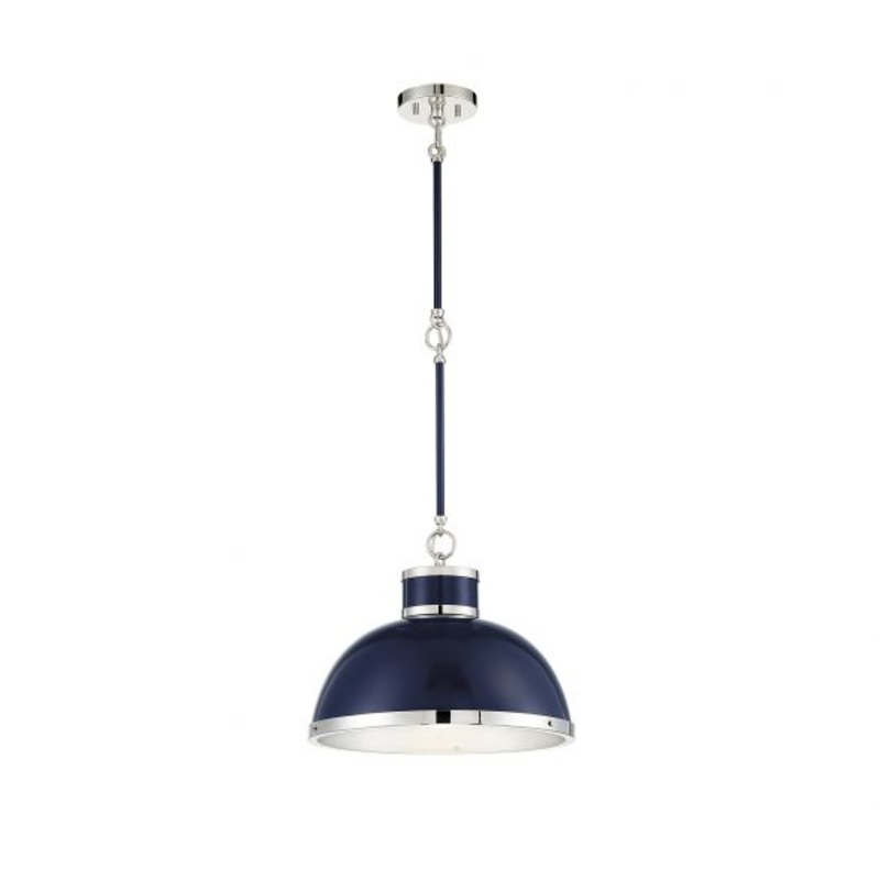 Corning 1-Light Pendant in Navy with Polished Nickel Accents - I58423338308