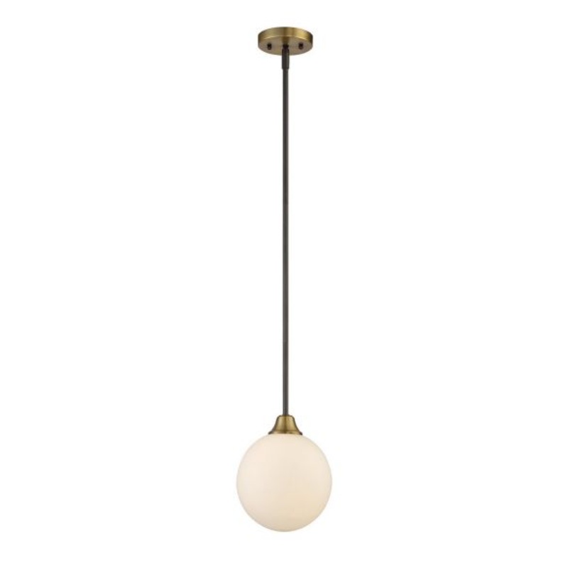 1-Light Mini Pendant in Oil Rubbed Bronze with Natural Brass - I58423337973
