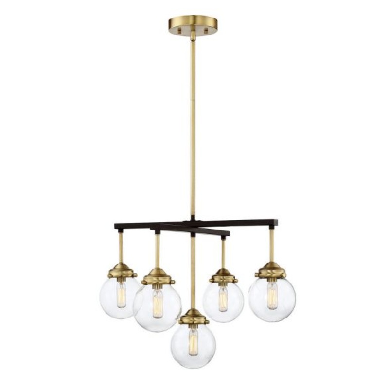 5-Light Chandelier in Oil Rubbed Bronze with Natural Brass - I58423338044