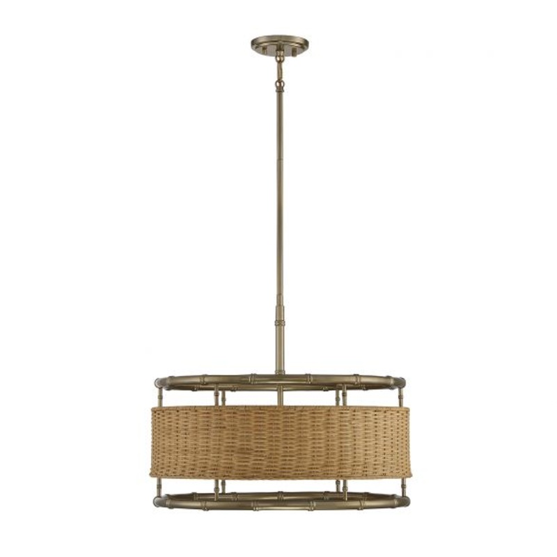 Arcadia 6-Light Pendant in Burnished Brass with Natural Rattan - I58423338015
