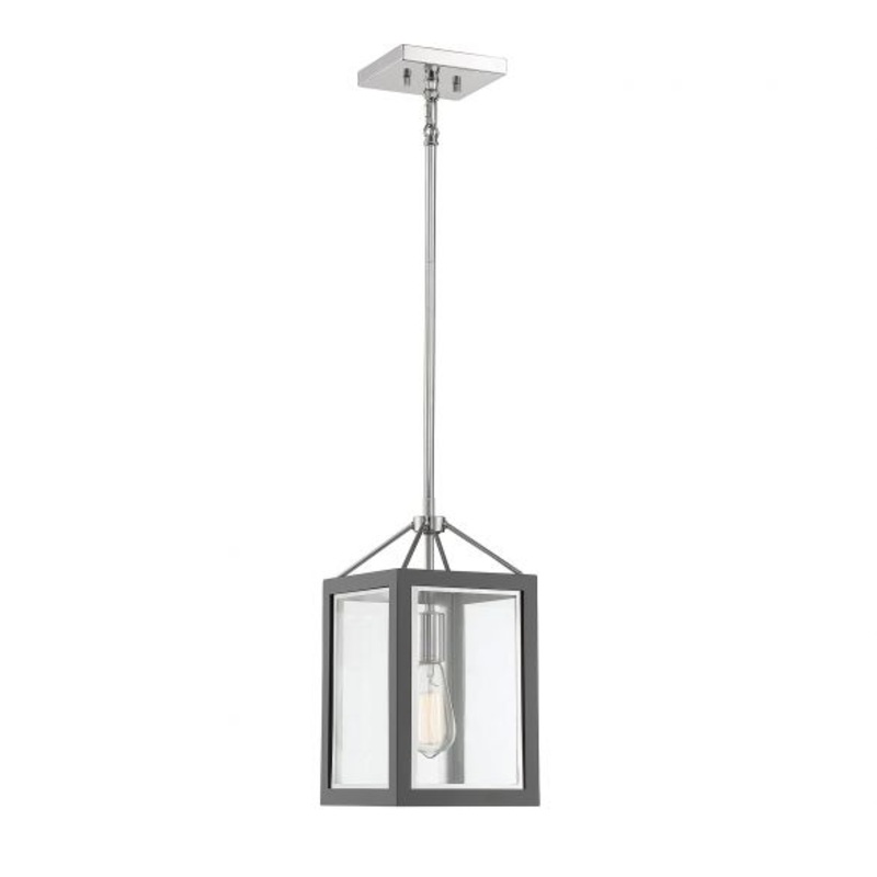 Carlton 1-Light Pendant in Gray with Polished Nickel Accents - I58423338034
