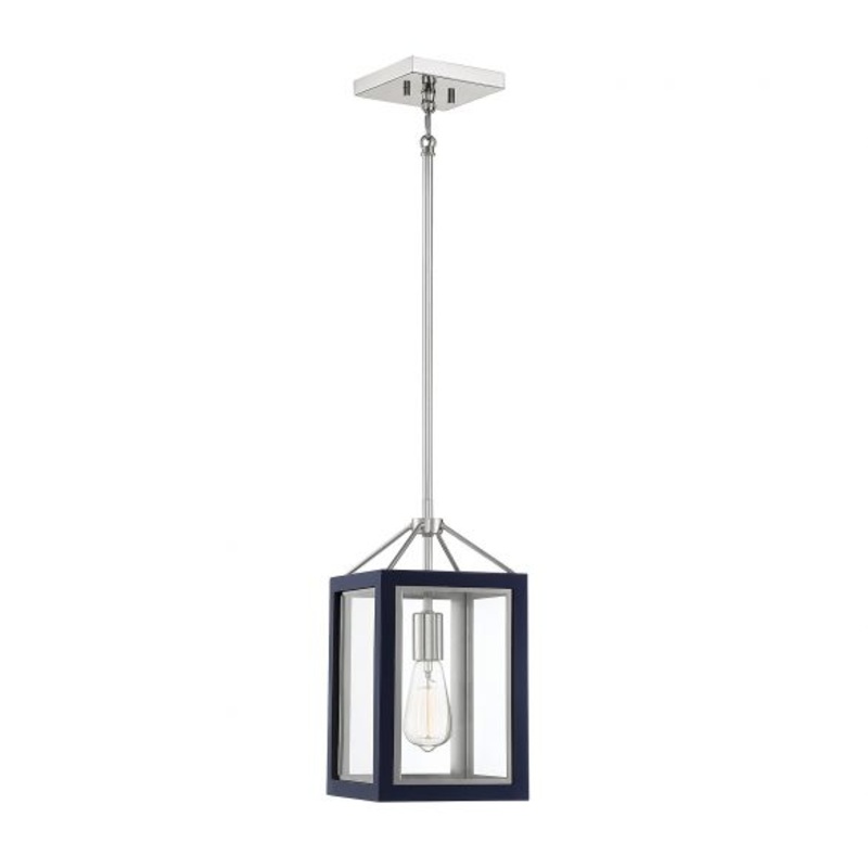 Carlton 1-Light Pendant in Navy with Polished Nickel Accents - I58423338032