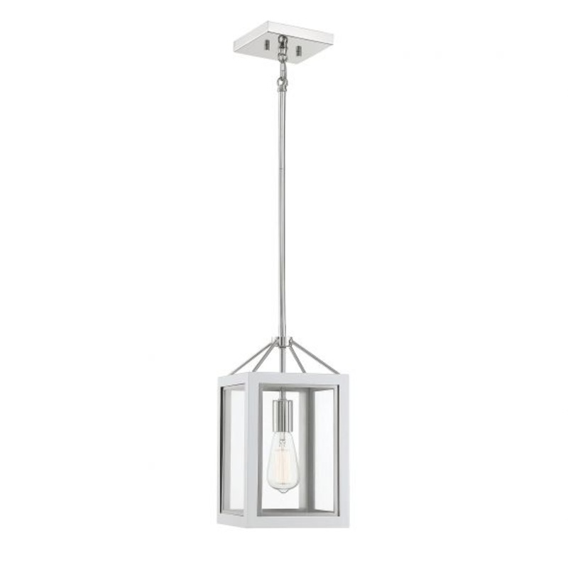 Carlton 1-Light Pendant in White with Polished Nickel Accents - I58423338030
