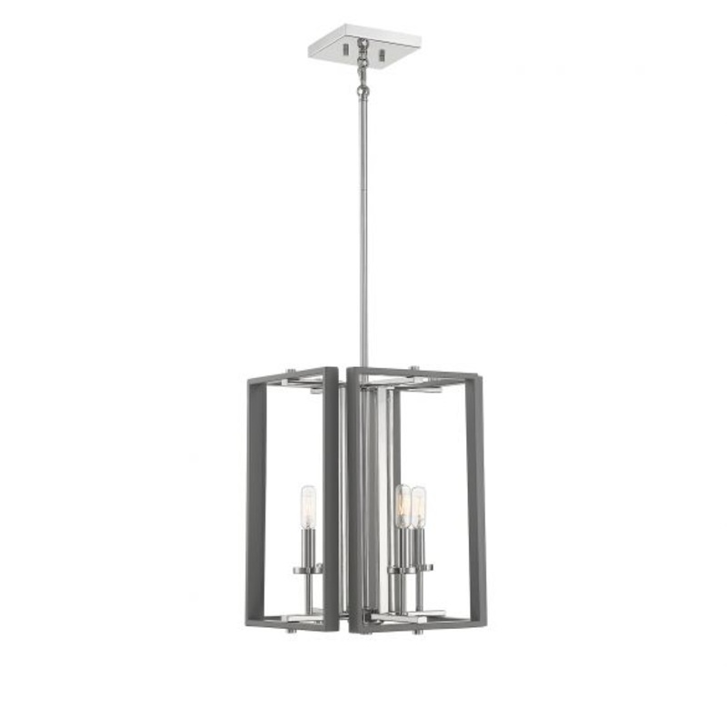 Champlin 4-Light Pendant in Gray with Polished Nickel Accents - I58423338028