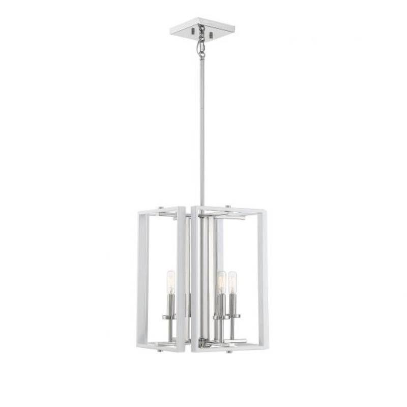Champlin 4-Light Pendant in White with Polished Nickel Accents - I58423338022