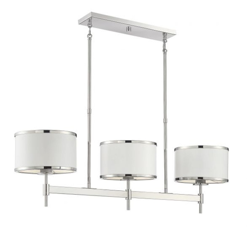 Delphi 3-Light Linear Chandelier in White with Polished Nickel Acccents - I58423338024