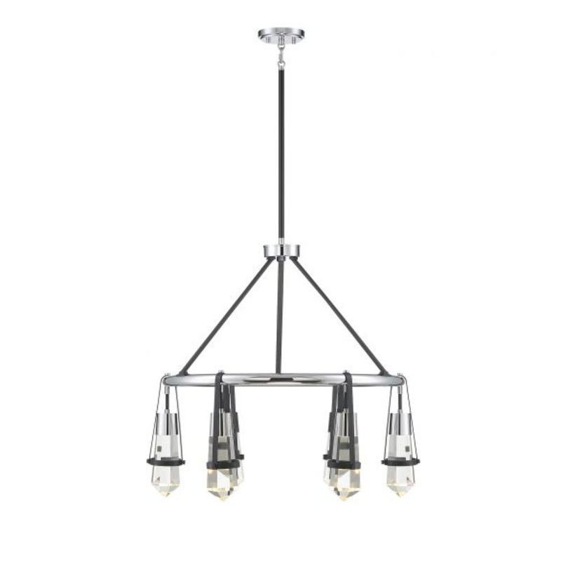Denali 6-Light LED Chandelier in Matte Black with Polished Chrome Accents - I58423337963