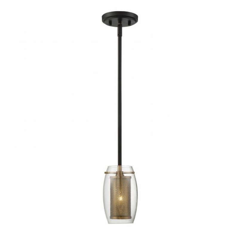 Dunbar 1-Light Mini-Pendant in Warm Brass with Bronze Accents - I58423337971