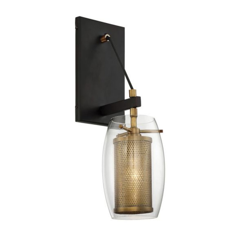 Dunbar 1-Light Wall Sconce in Warm Brass with Bronze Accents - I58423338010