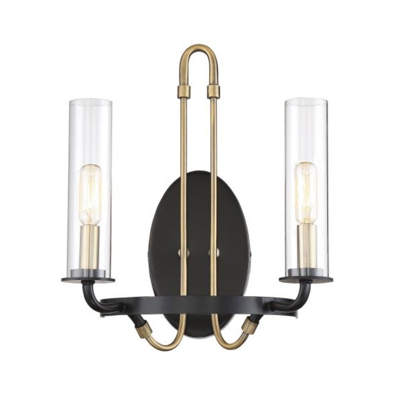 Kearney 2-Light Wall Sconce in Vintage Black with Warm Brass - I58423337998