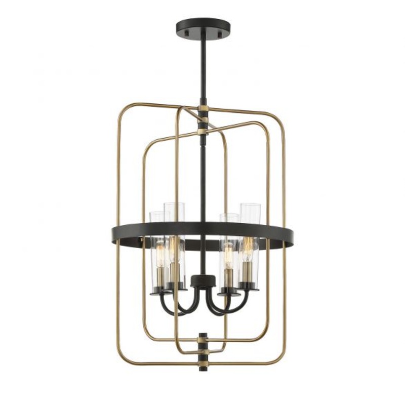 Kearney 4-Light Pendant in Vintage Black with Warm Brass - I58423337886