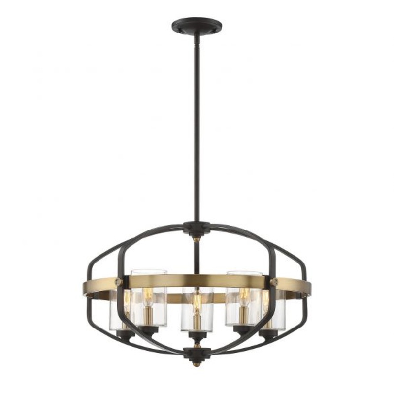 Kirkland 5-Light Pendant in English Bronze and Warm Brass - I58423337912