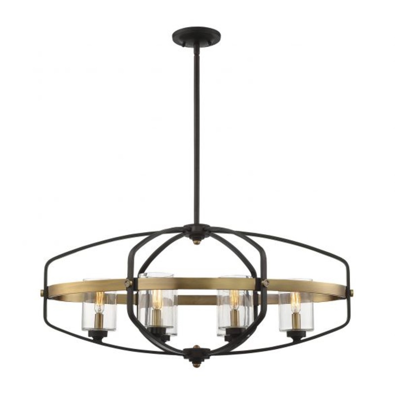 Kirkland 6-Light Linear Chandelier in English Bronze and Warm Brass - I58423338040