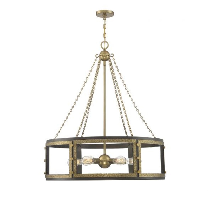 Lakefield 6-Light Pendant in Burnished Brass with Walnut - I58423338018