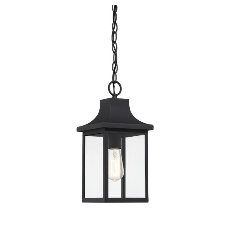 1-Light Outdoor Hanging Lantern in Black - I58423337862