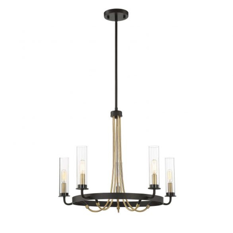 Kearney 5-Light Chandelier in Vintage Black with Warm Brass - I58423337872